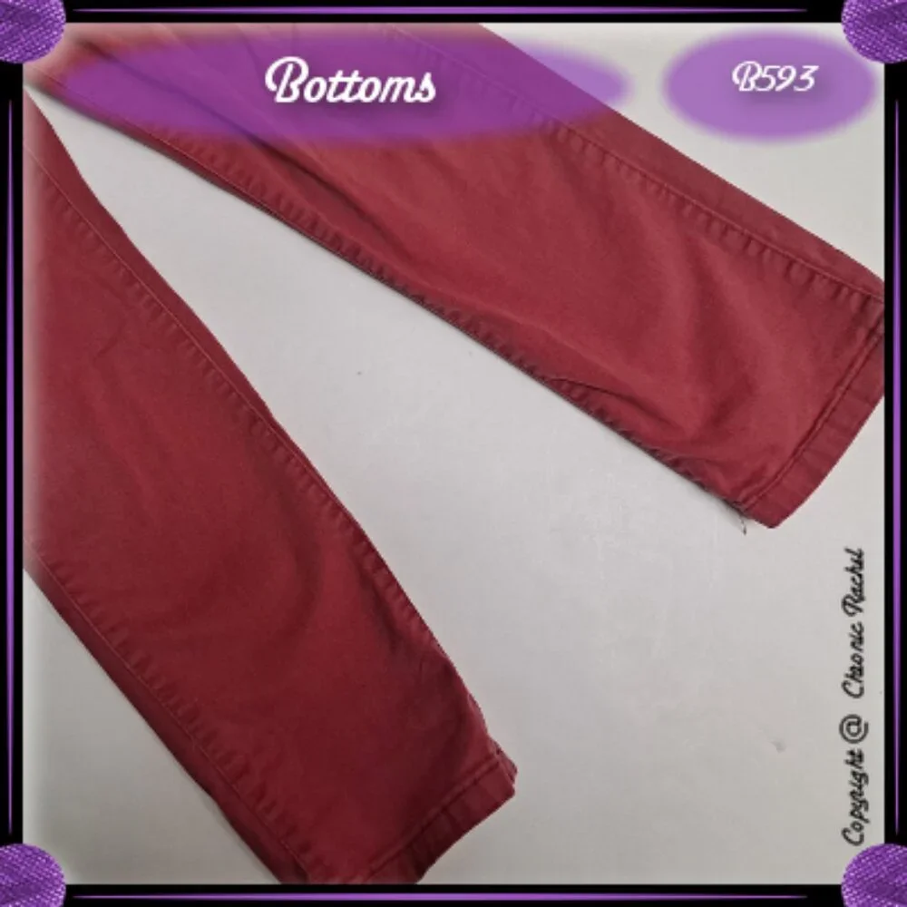 Red Straight-Leg Adjustable-Waist Bottoms